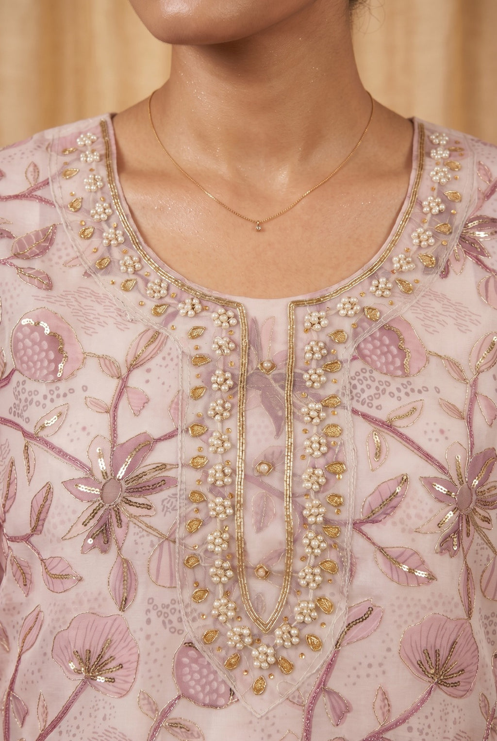 Ensemble Kurta Moti – Organza brodé