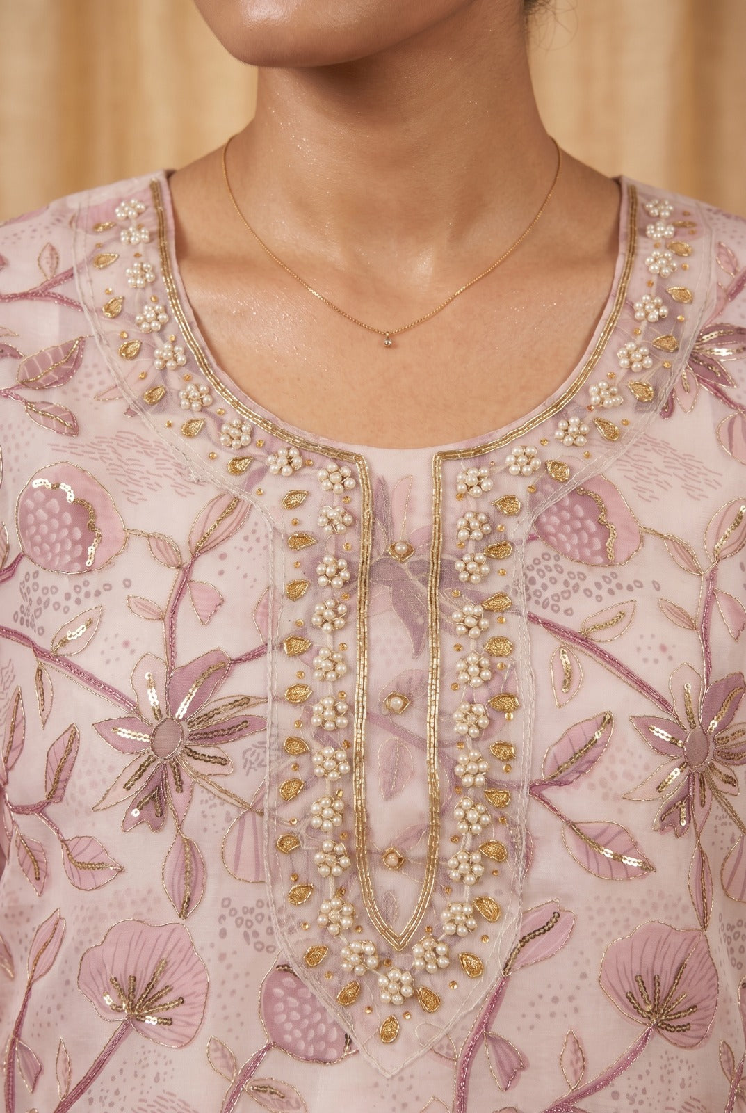 Ensemble Kurta rose et bleux ciel