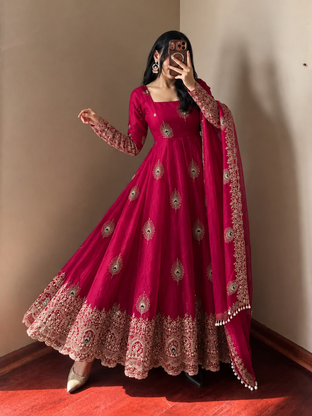 Robe Anarkali Gulabi